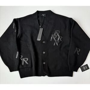 Represent Applique Knit Cardigan XL in Black